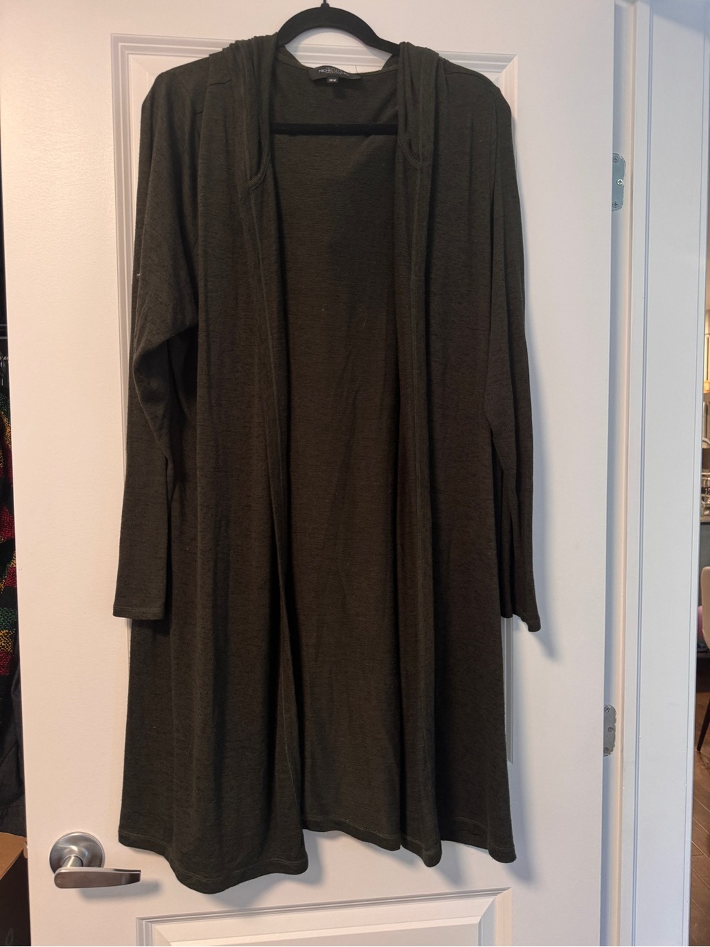 Addition Elle Olive Open-Front Long Cardigan